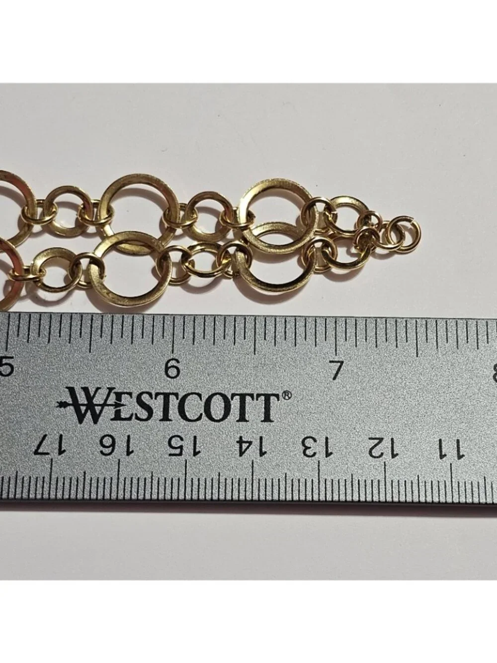 (611) Vintage Glossy Gold-tone Interlocking Ringlet Link Bracelet Classy Preppy